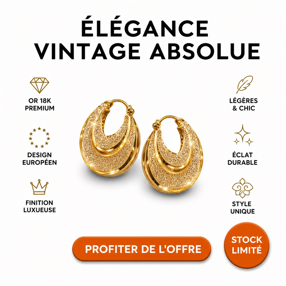 Boucles d’Oreilles Vintage Or - Le Secret de l'élégance !