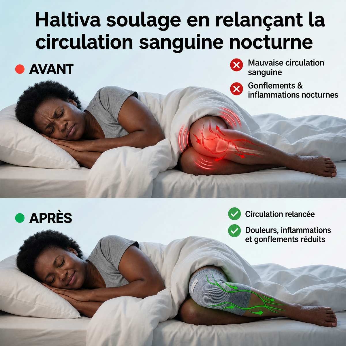 Haltiva: Genouillères de maintien en bambou ( Le confort absolu, même endormi)
